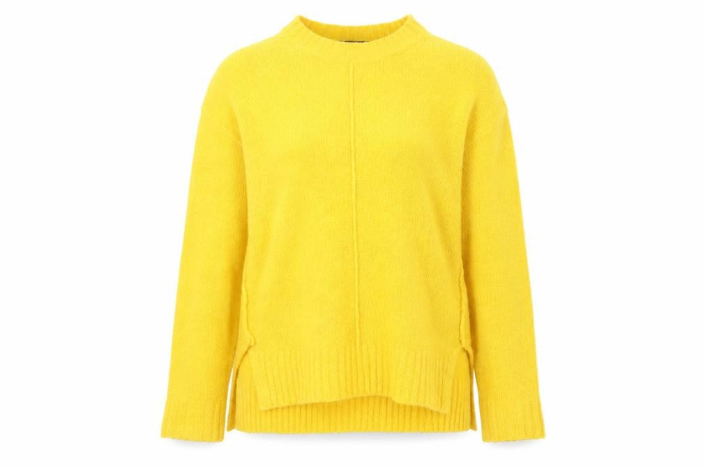 Marks & Spencer Womens Yellow Round Neck Acrylic Pullover Jumper Size S