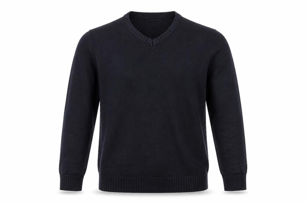 Capsule Mens Black V-Neck Cotton Pullover Jumper Size S Long Sleeve