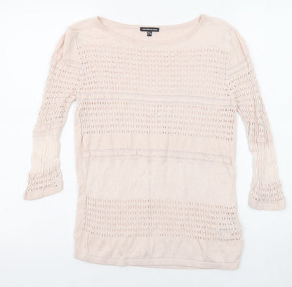 Warehouse Womens Pink Boat Neck Viscose Pullover Jumper Size 8