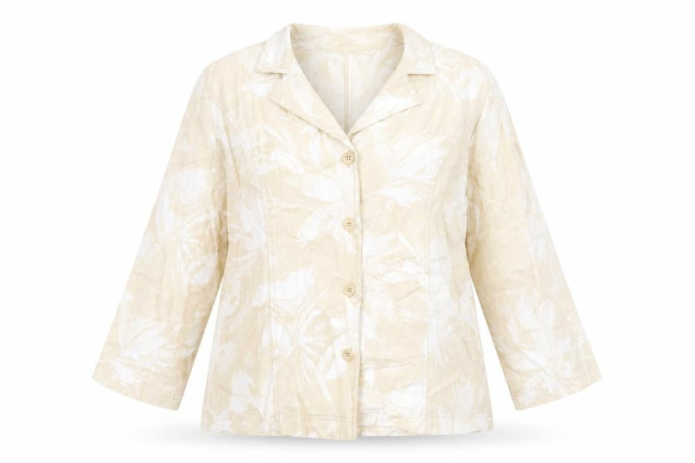 Mandy Marsh Womens Beige Floral Jacket Blazer Size 14 Button