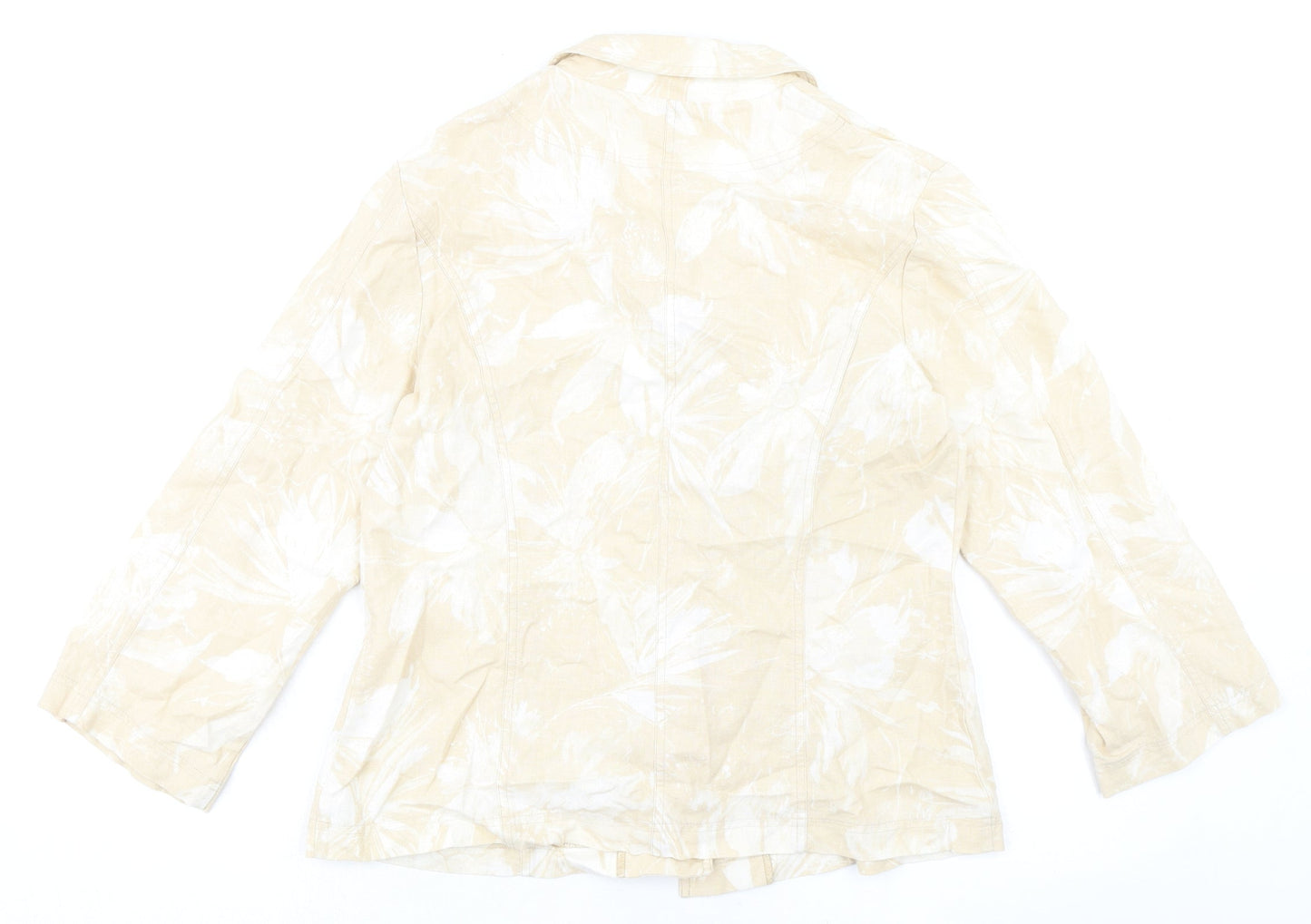 Mandy Marsh Womens Beige Floral Jacket Blazer Size 14 Button