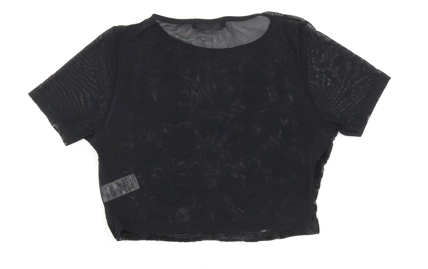 Missguided Womens Black Polyester Cropped Blouse Size 8 Round Neck