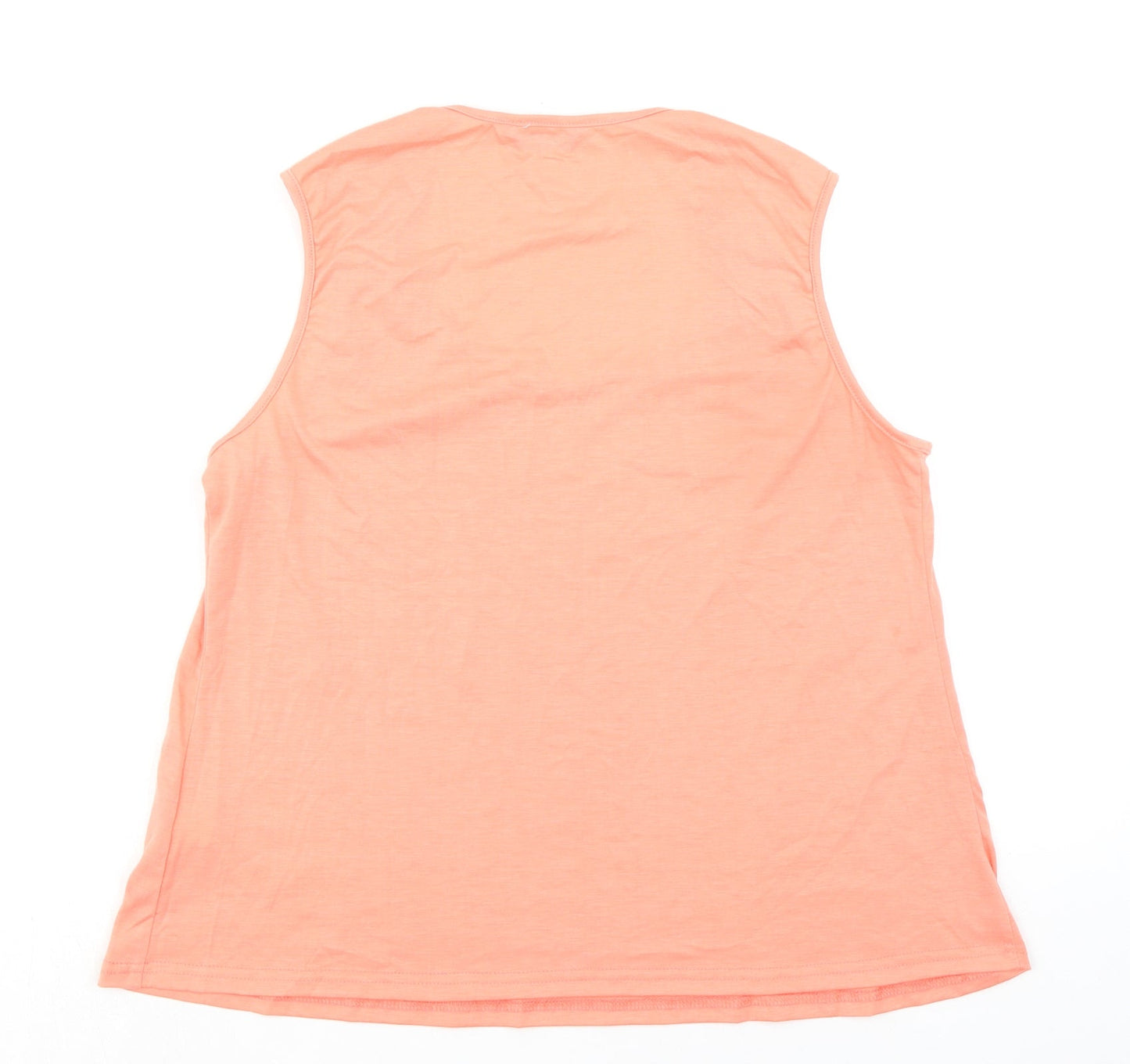 CHICME Womens Orange Polyester Basic Tank Size L Scoop Neck