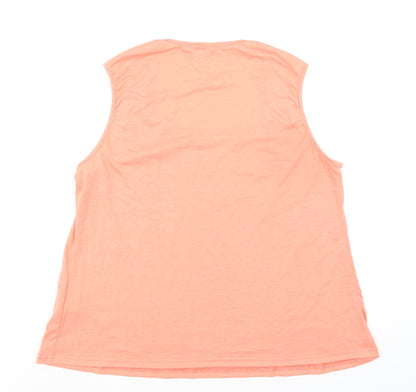 CHICME Womens Orange Polyester Basic Tank Size L Scoop Neck