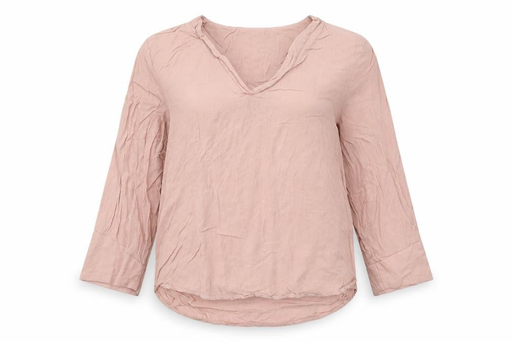 Object Womens Pink Viscose Basic Blouse Size 8 V-Neck