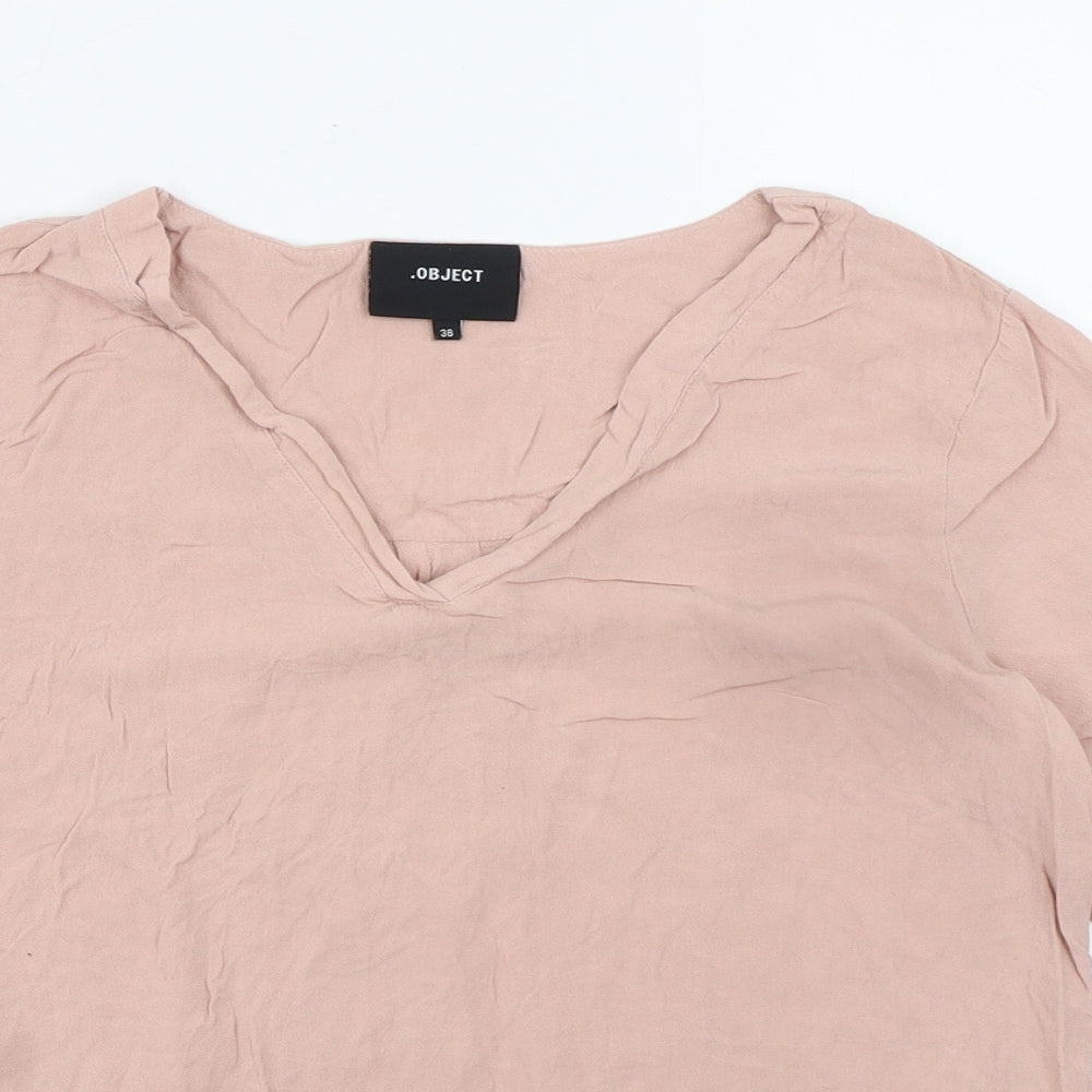 Object Womens Pink Viscose Basic Blouse Size 8 V-Neck