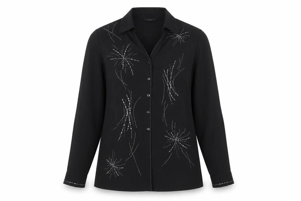 St Michael Womens Black Polyester Basic Button-Up Size 12 Collared