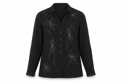 St Michael Womens Black Polyester Basic Button-Up Size 12 Collared