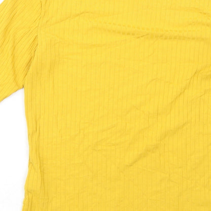 Warehouse Womens Yellow Viscose Basic T-Shirt Size 8 Mock Neck