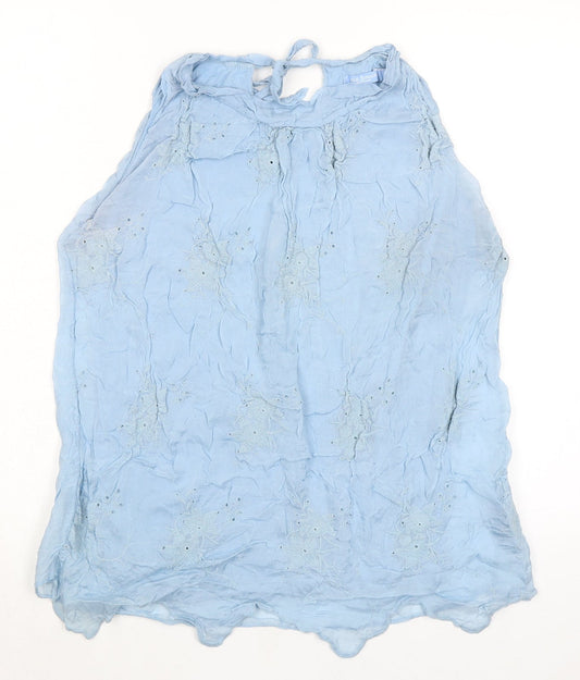 Alice Rinaldi Womens Blue Viscose Basic Tank Size M Round Neck