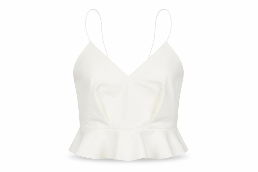 River Island Womens White Polyester Cropped Tank Size 8 V-Neck