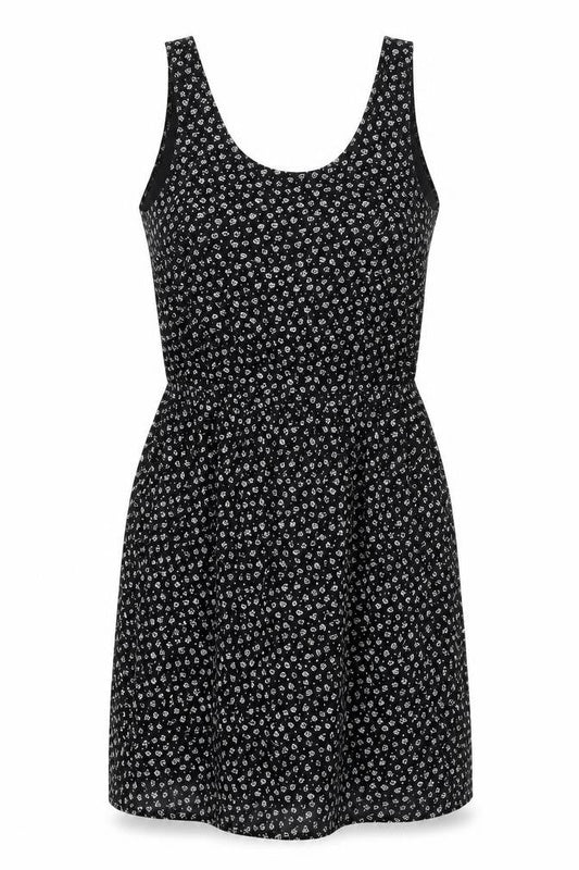 Divided by H&M Womens Black Geometric Polyester Tank Dress Size 8 Scoop Neck Pullover