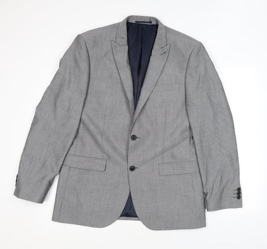 NEXT Mens Grey Polyester Jacket Suit Jacket Size 40 Regular