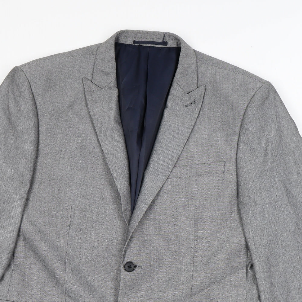 NEXT Mens Grey Polyester Jacket Suit Jacket Size 40 Regular