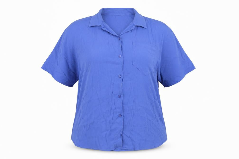 Etam Womens Blue Polyester Basic Button-Up Size 10 Collared