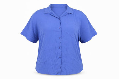 Etam Womens Blue Polyester Basic Button-Up Size 10 Collared