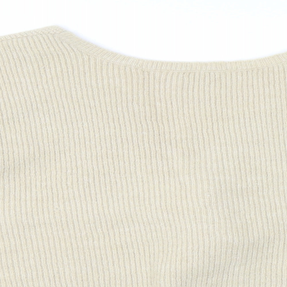 JustFab Womens Beige Round Neck Acrylic Pullover Jumper Size L