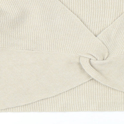 JustFab Womens Beige Round Neck Acrylic Pullover Jumper Size L