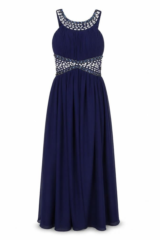 Quiz Womens Blue Polyester Maxi Size 8 Round Neck Pullover - Embellished