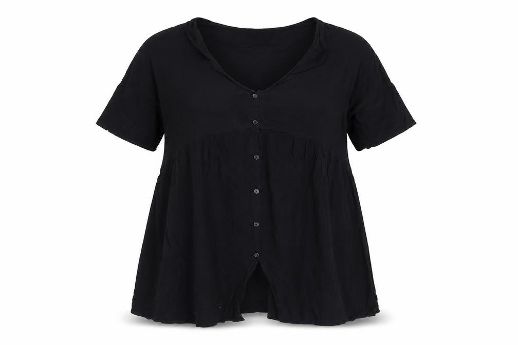 Missguided Womens Black Polyester Basic Button-Up Size 14 Scoop Neck