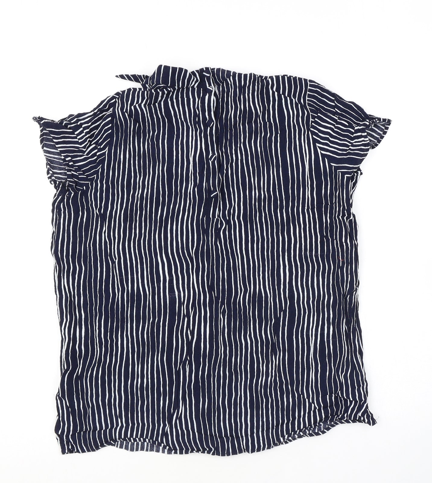 NEXT Womens Blue Striped Viscose Basic Blouse Size 12 Round Neck