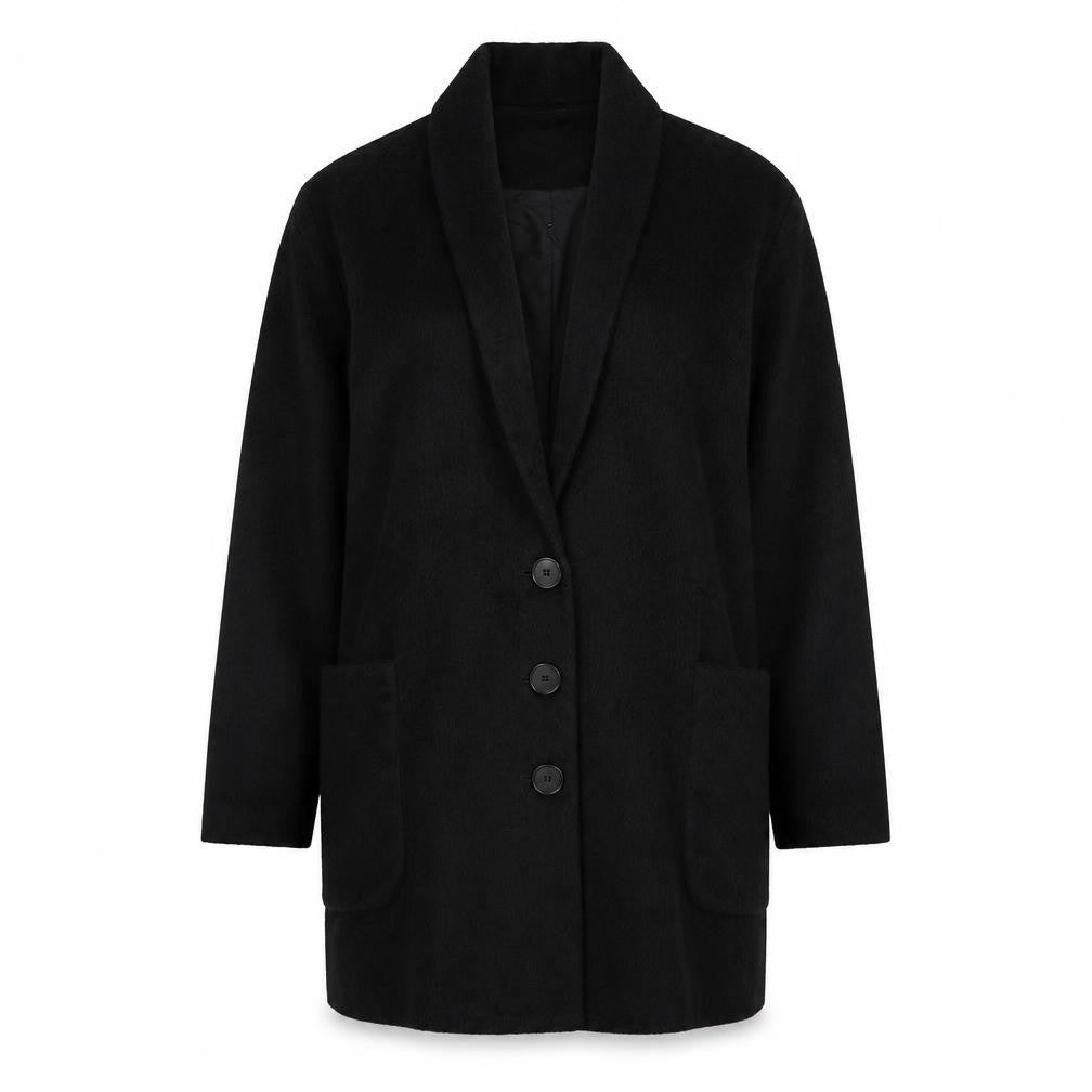 Liebeskind Berlin Womens Black Overcoat Coat Size 14 Button