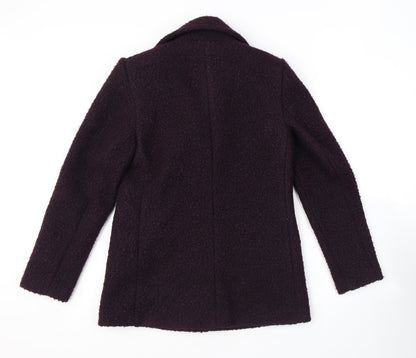 Back view of Principles women’s purple herringbone jacket, size UK 10, button