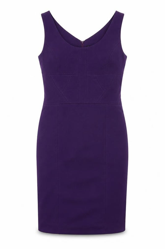 Pinkiss Womens Purple Polyester Pencil Dress Size 12 Scoop Neck Zip