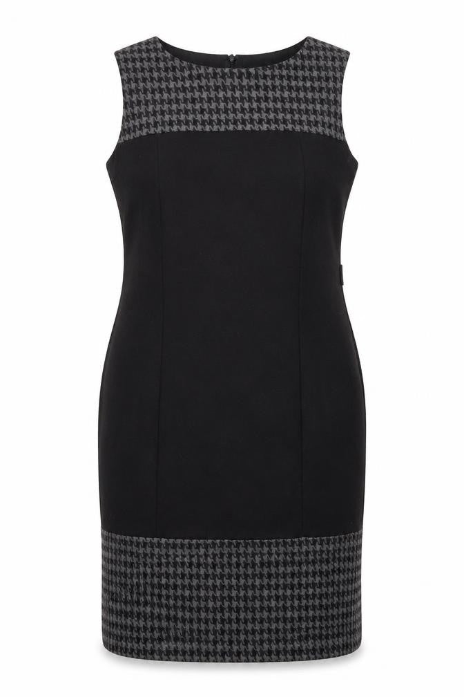 BHS Womens Black Geometric Polyester Shift Size 12 Boat Neck Zip