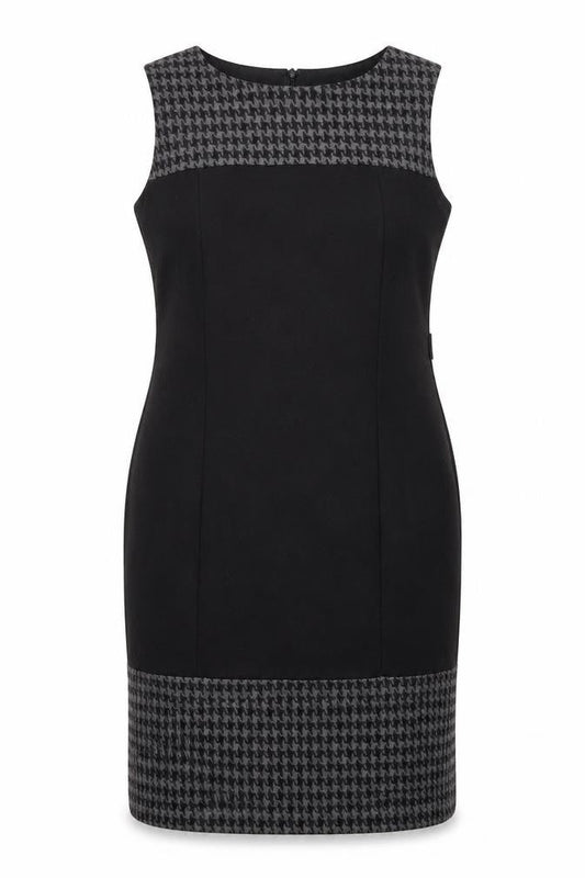 BHS Womens Black Geometric Polyester Shift Size 12 Boat Neck Zip