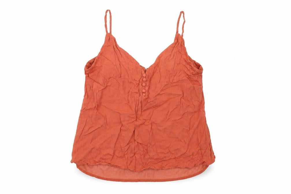 Stradivarius Womens Orange Viscose Basic Tank Size L V-Neck