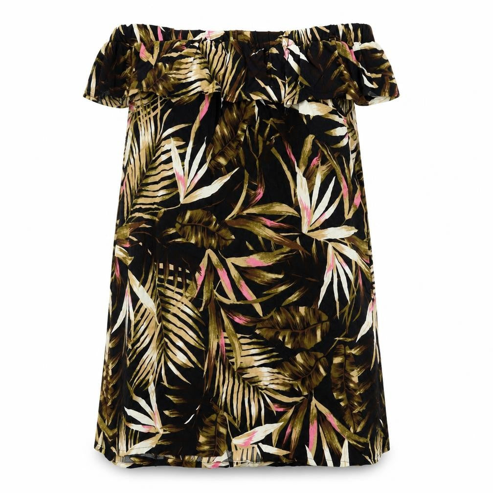 Studio Womens Multicoloured Geometric Viscose A-Line Size 16 Off the Shoulder Pullover