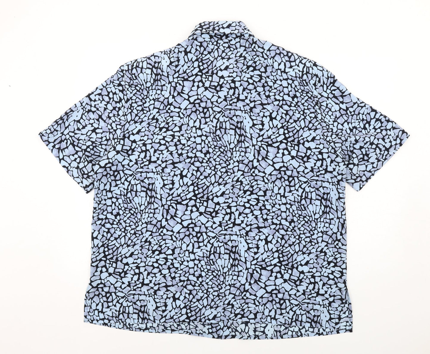 Gelco Womens Blue Geometric Polyester Basic Button-Up Size 22 Collared