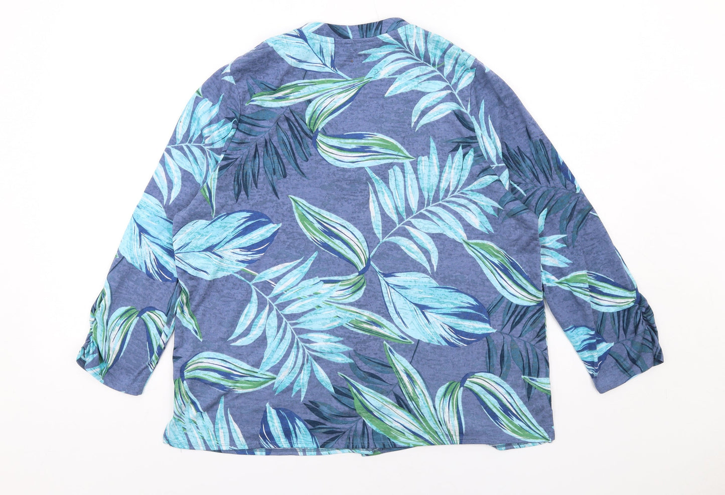 Classic Womens Multicoloured Geometric Polyester Basic Button-Up Size 16 V-Neck