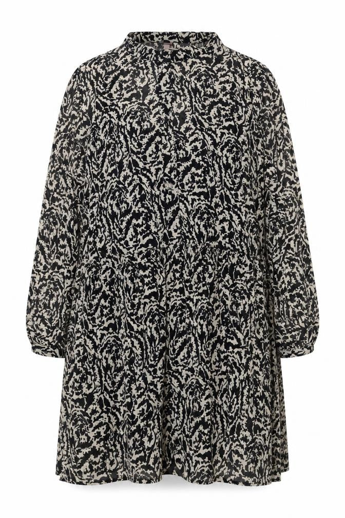 H&M Womens Black Geometric Polyester Shift Size 2XL Mock Neck Button