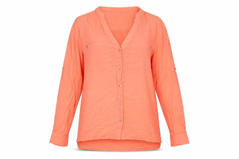 Oasis Womens Orange Viscose Basic Button-Up Size 10 V-Neck