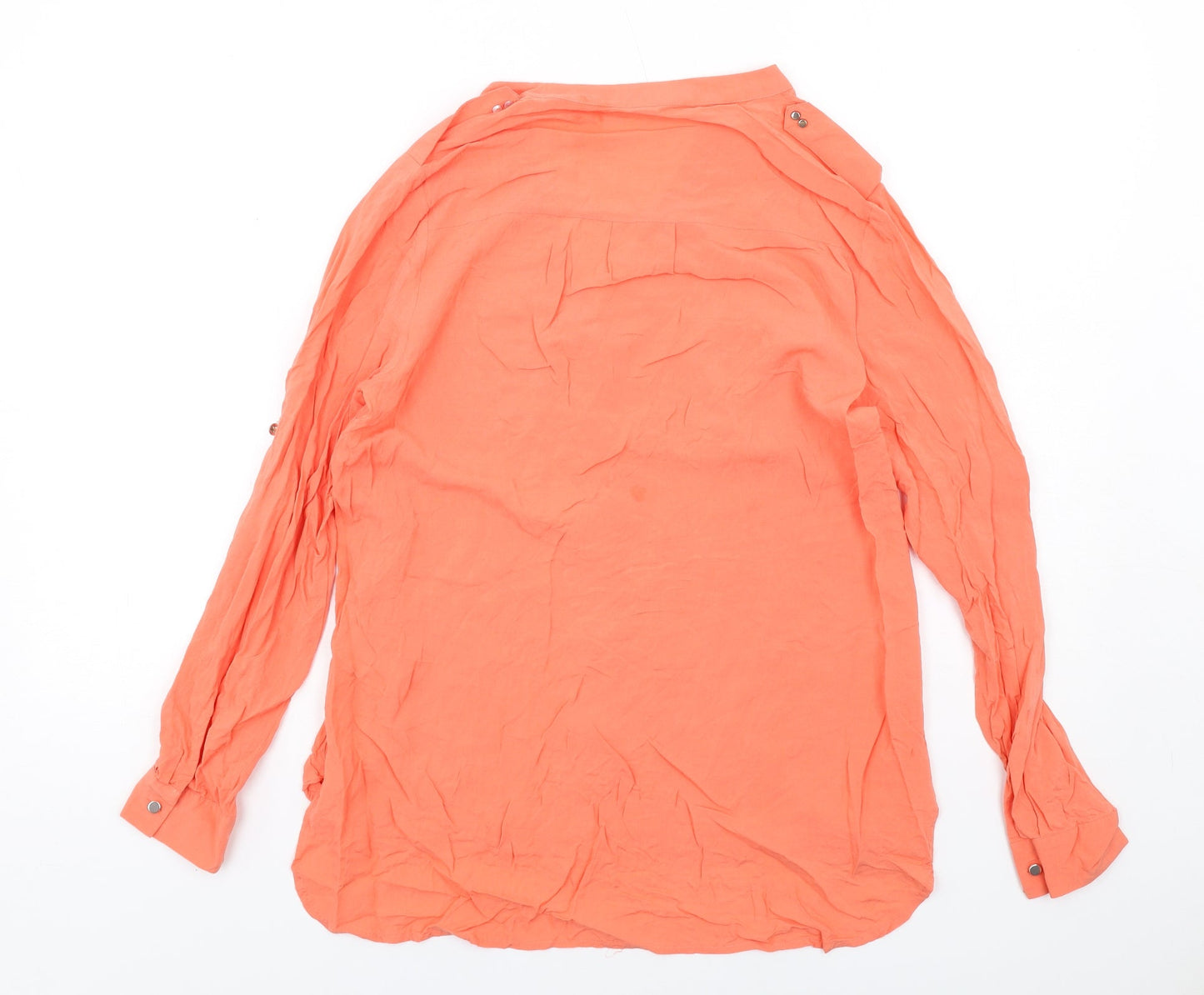 Oasis Womens Orange Viscose Basic Button-Up Size 10 V-Neck