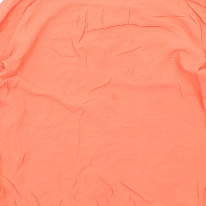 Preloved Oasis Womens Orange Viscose Basic Button-Up Size 10 V-Neck - Label