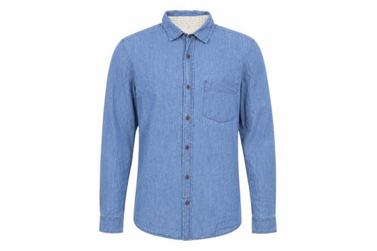 Threadbare Mens Blue Cotton Button-Up Size S Collared Button