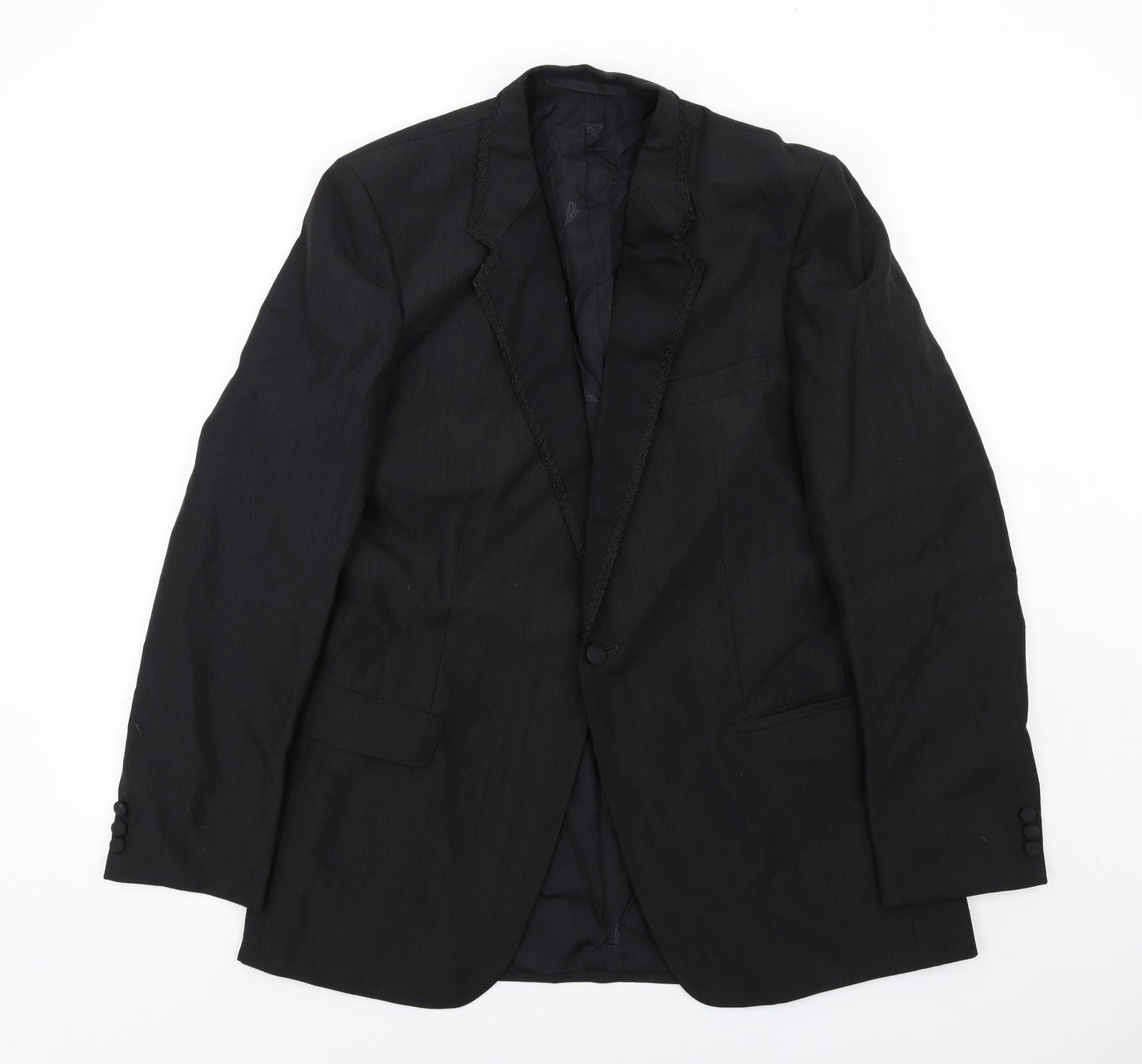 Steegan Mens Black Polyester Jacket Suit Jacket Size 42 Regular - Trimmed Lapel