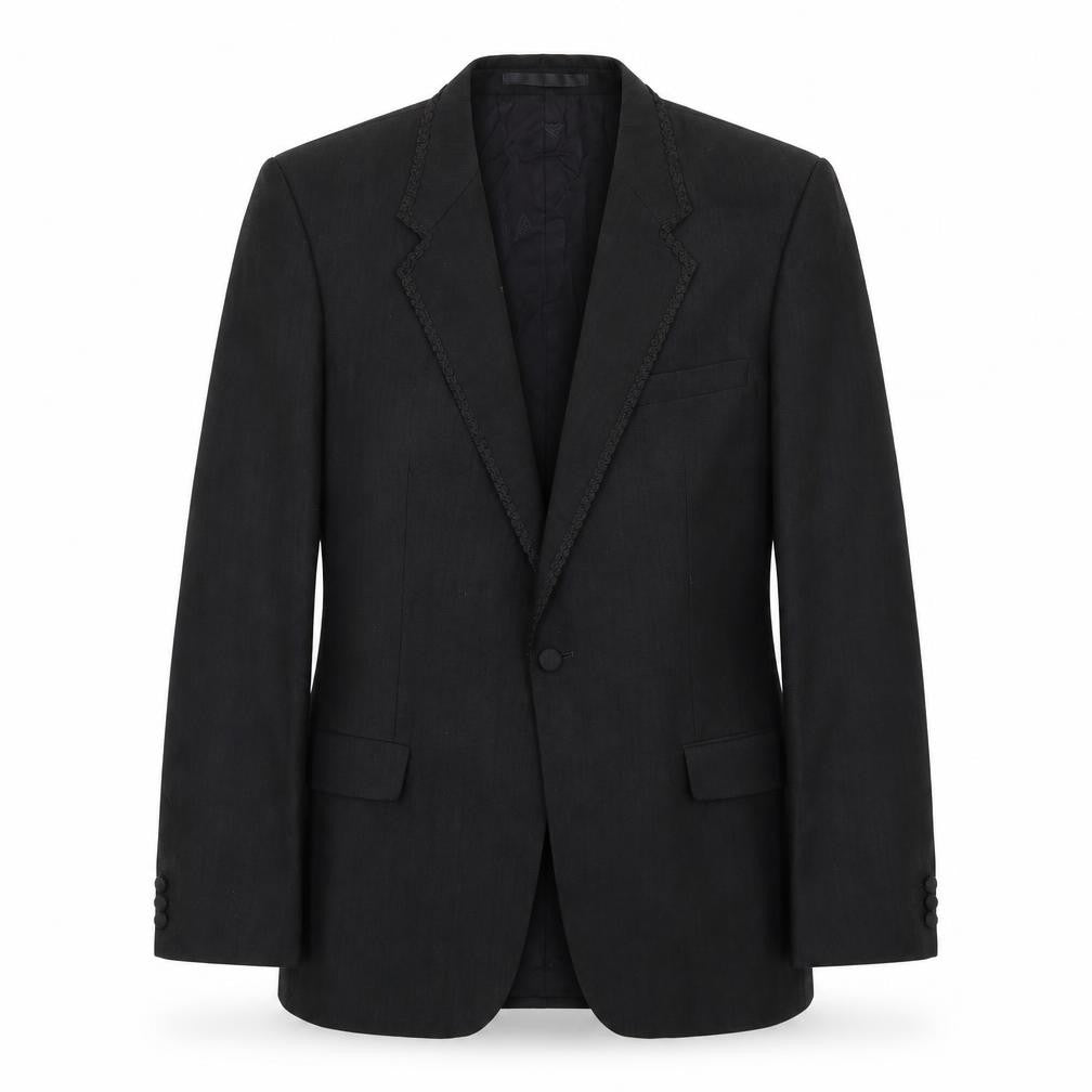 Steegan Mens Black Polyester Jacket Suit Jacket Size 42 Regular - Trimmed Lapel