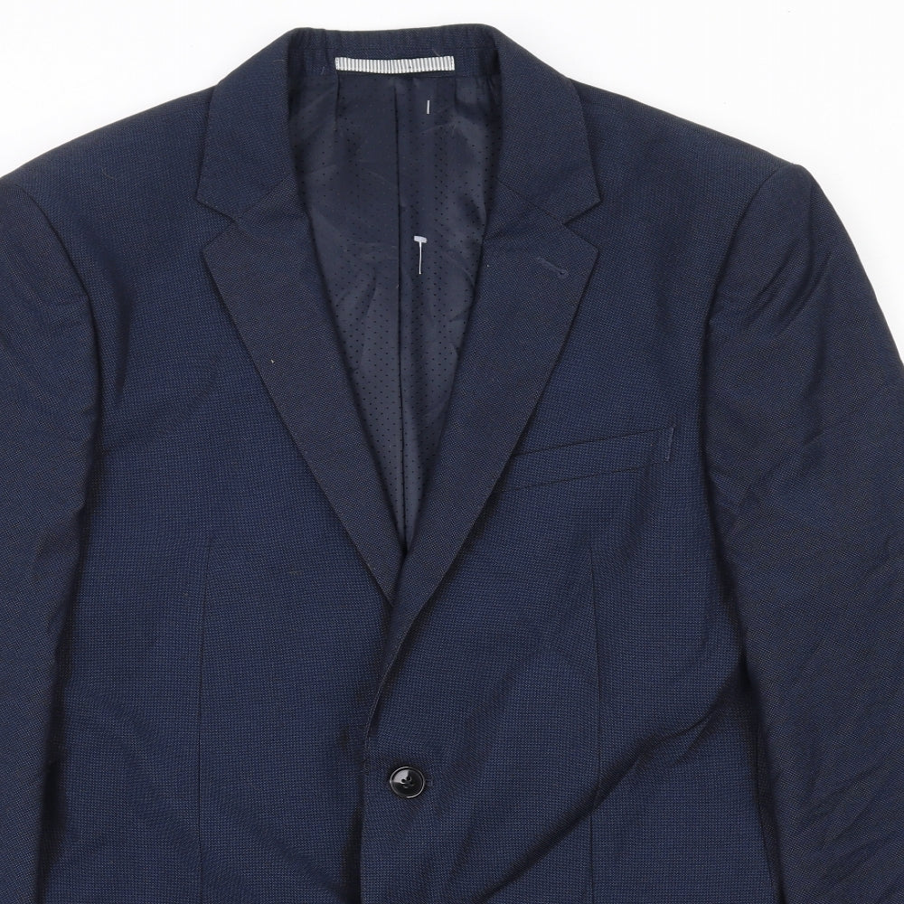 Burton Mens Blue Polyester Jacket Suit Jacket Size 40 Regular