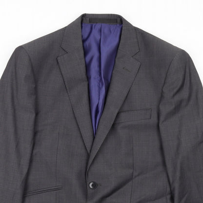 Close-up detail of Autograph men’s grey wool jacket suit jacket, size 38, regular