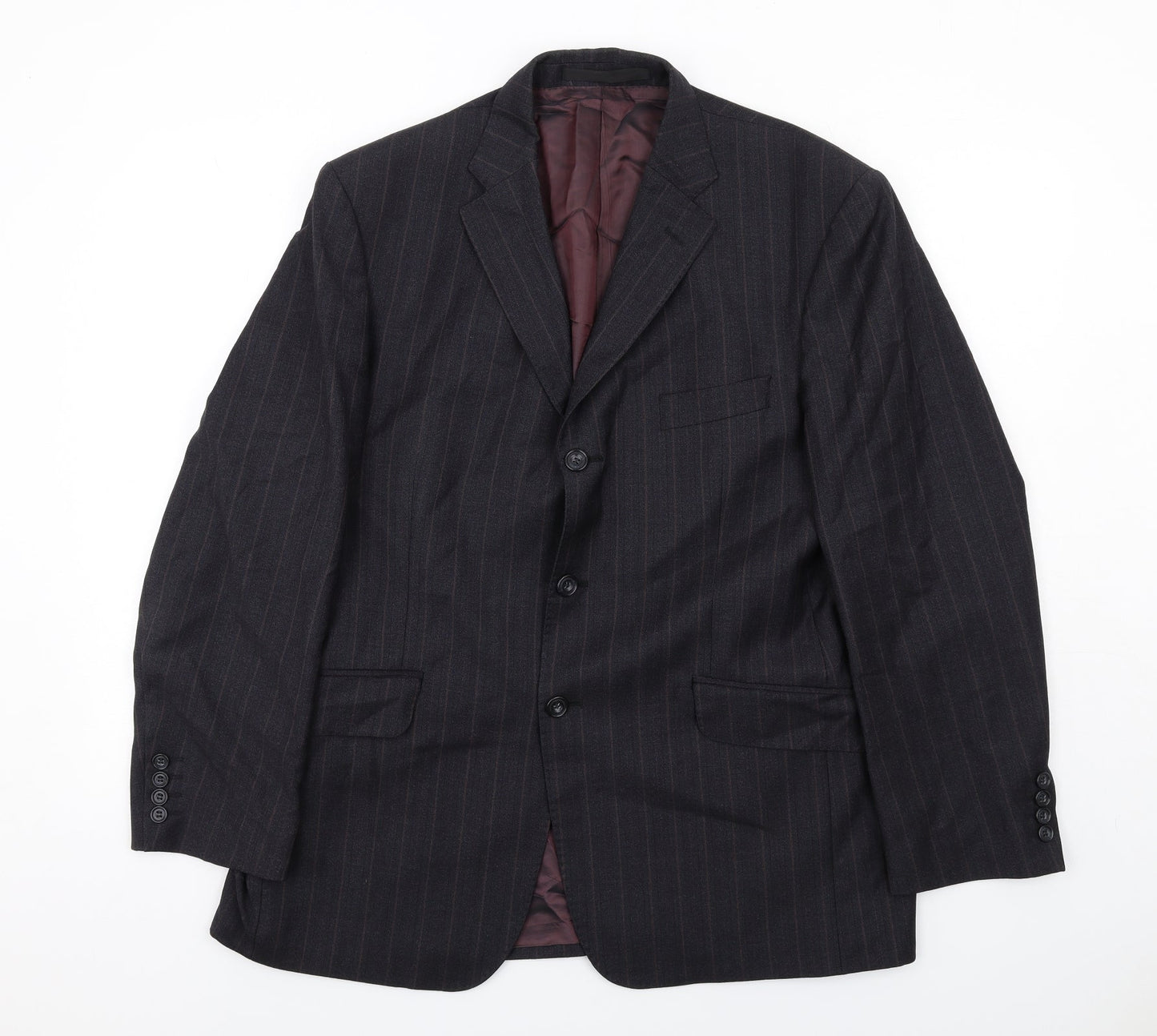 Marks and Spencer Mens Blue Striped Wool Jacket Suit Jacket Size 40 Regular