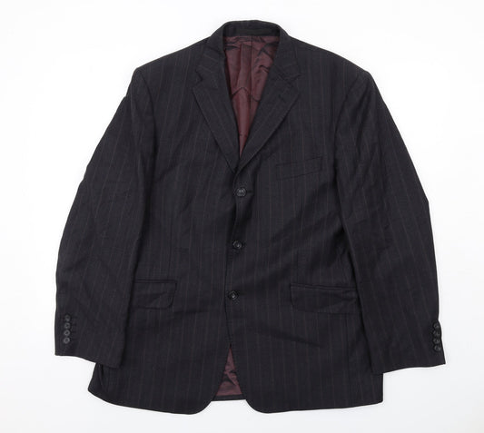 Marks and Spencer Mens Blue Striped Wool Jacket Suit Jacket Size 40 Regular