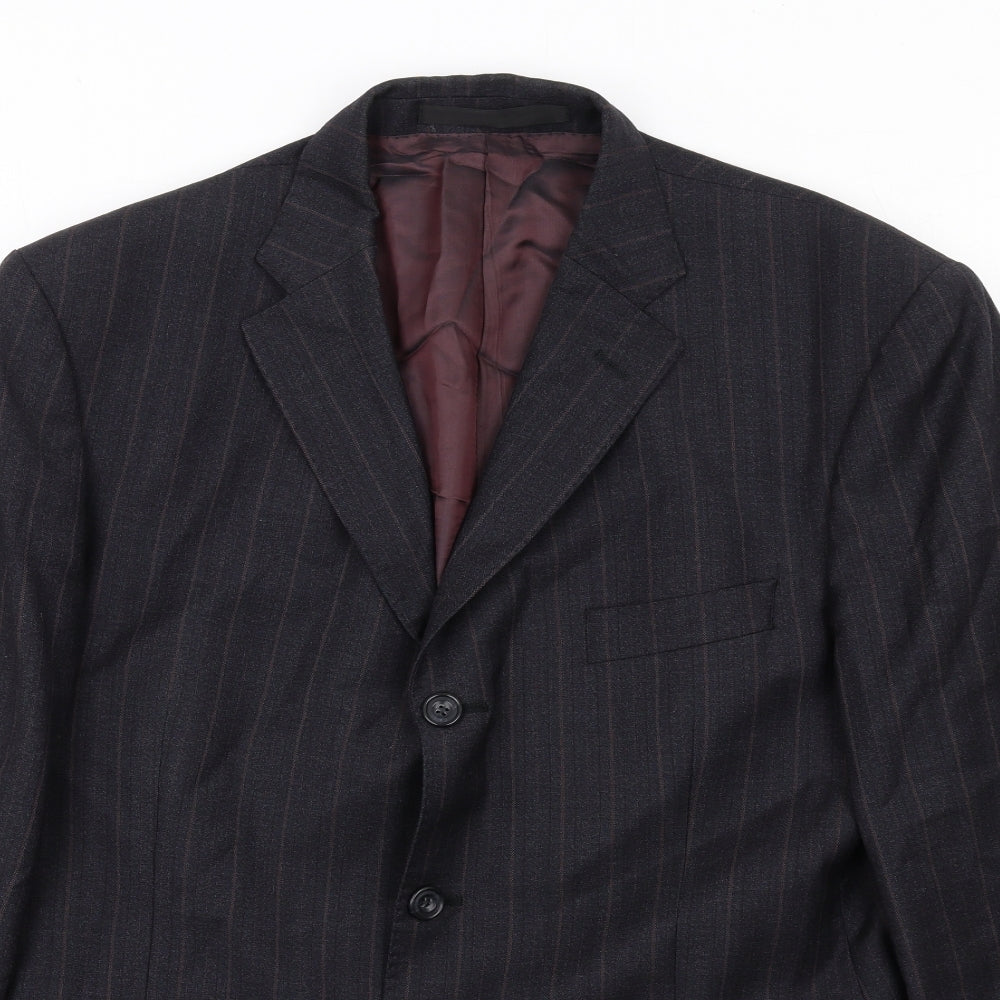 Marks and Spencer Mens Blue Striped Wool Jacket Suit Jacket Size 40 Regular