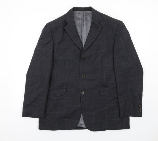 Marks and Spencer Mens Grey Check Wool Jacket Suit Jacket Size 40 Regular