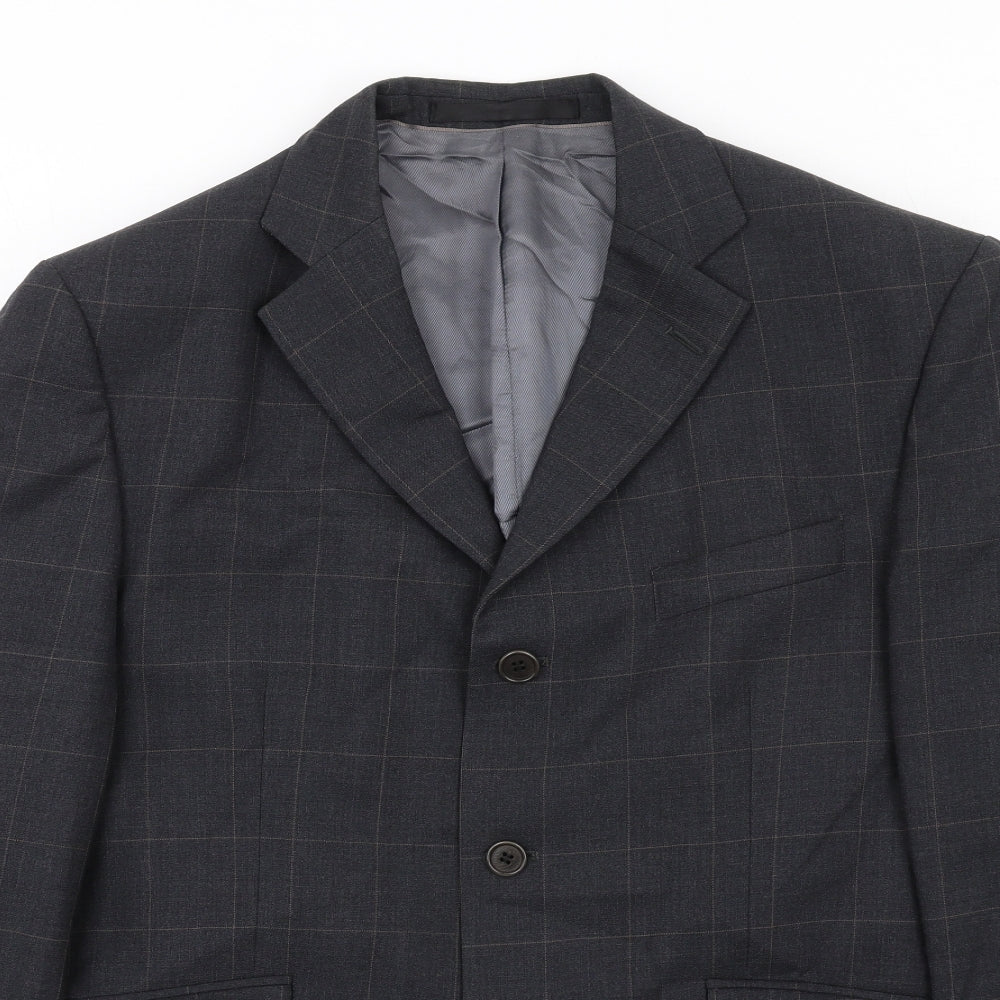 Marks and Spencer Mens Grey Check Wool Jacket Suit Jacket Size 40 Regular