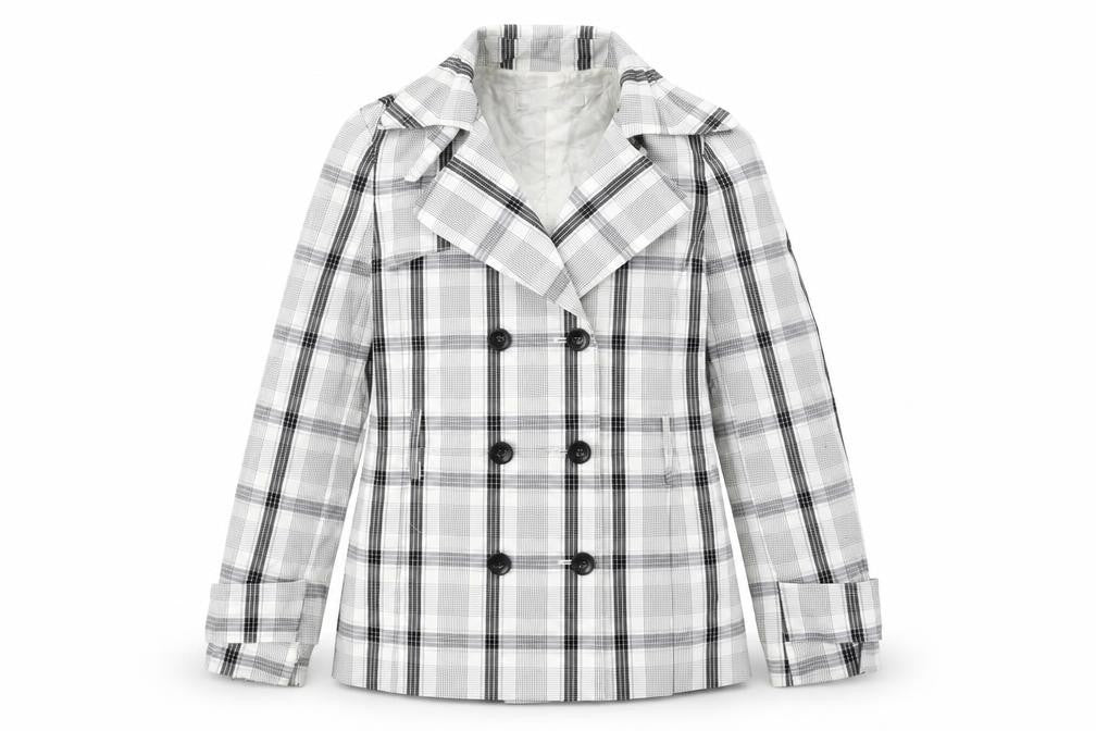 Zara Womens White Plaid Jacket Blazer Size L Button