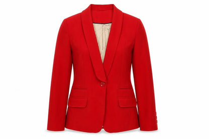 Front view of Savoir women’s red polyester jacket blazer, size UK 10